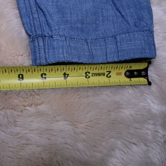 Point Sur Seaside Cotton Pants Sz 6 Blue High Waist Cropped Stretch Waist Comfy - Picture 8 of 11